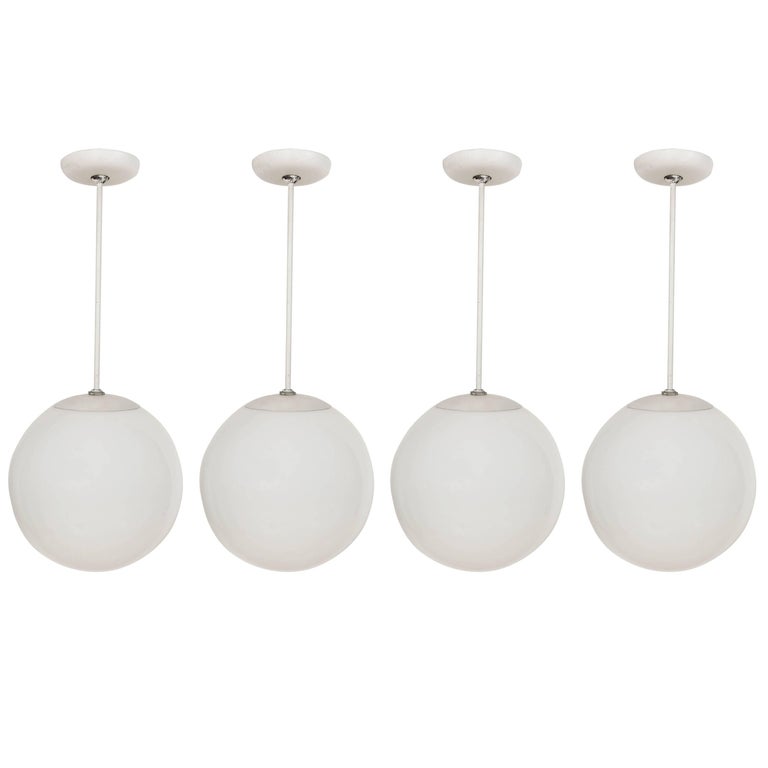 Set Of Three Vintage Large 1960s Glass Globe Pendants Lamps For At 1stdibs 1960s Glass Globe Pendants Lamps, White Glass Globe Light Fixture