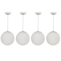 Vintage White Glass Globe Pendant 5