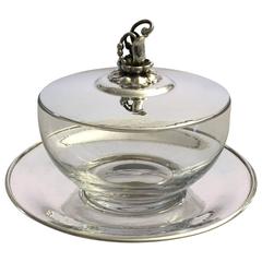 Georg Jensen Caviar Bowl with Sterling Silver Cover and Tray