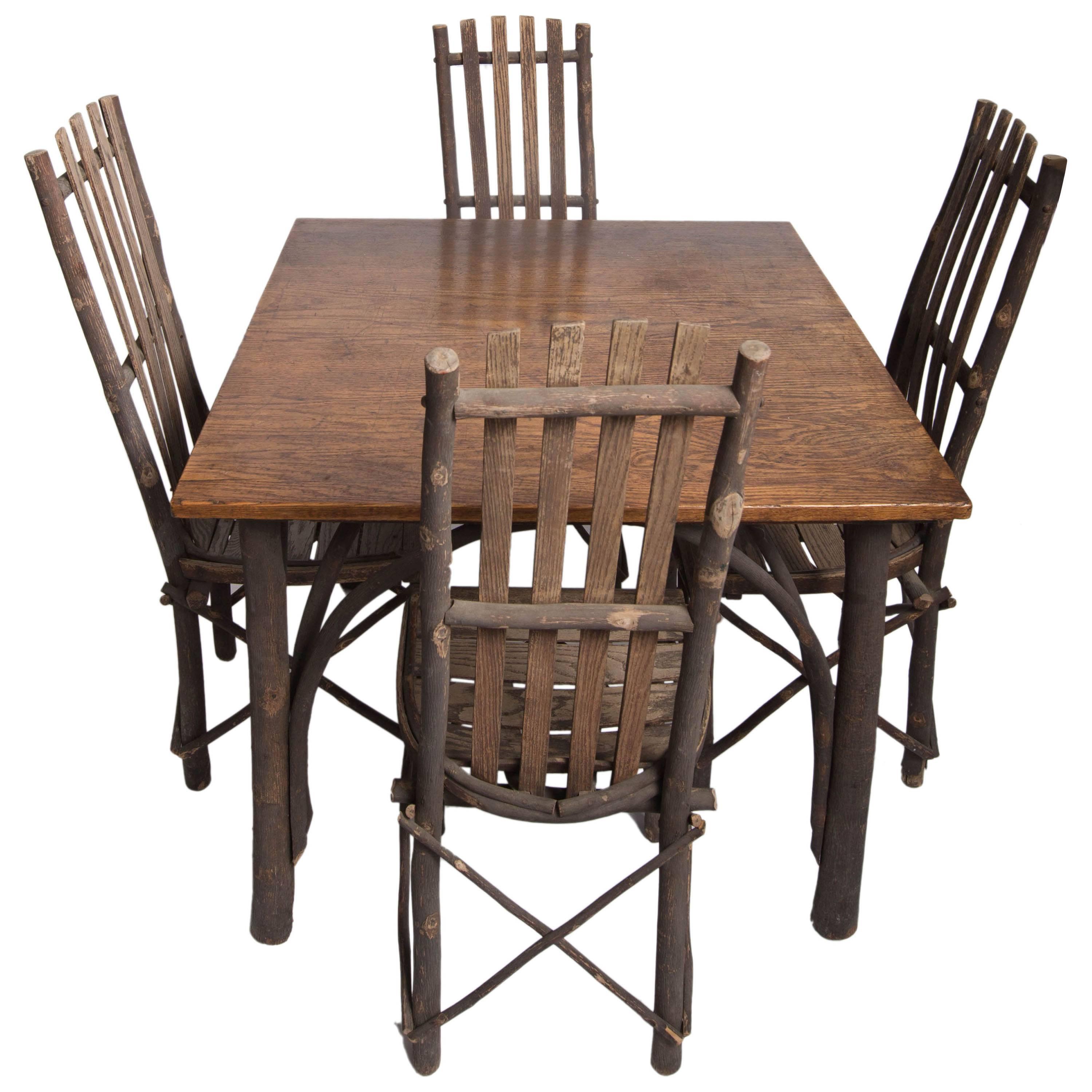 Antique Adirondack Old Hickory Table and Chairs For Sale