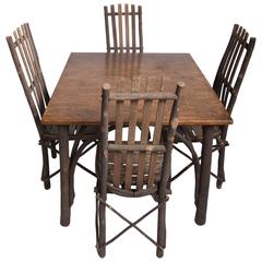 Antique Adirondack Old Hickory Table and Chairs