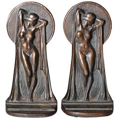 Art Deco Bronze Nude Bookends