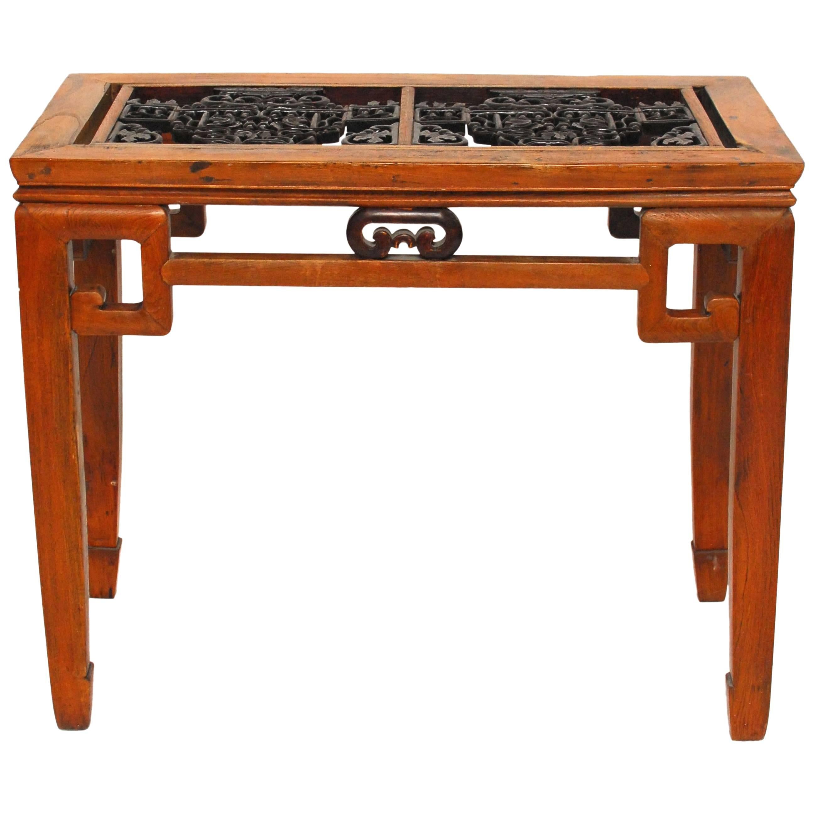 Chinese Carved Greek Key Table