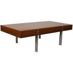 Vintage Danish Walnut and Metal Coffee Table