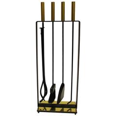 Pilgrim Arts Iron and Brass Fireplace Set
