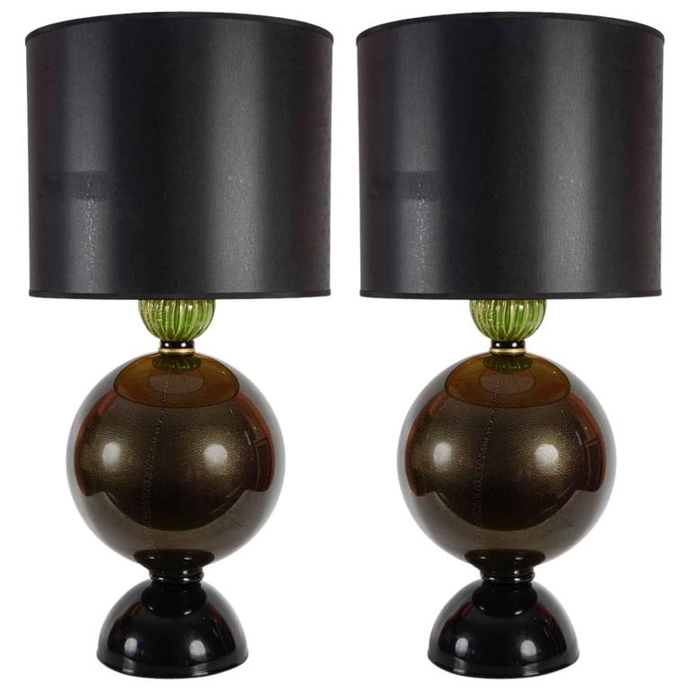 Seguso Emerald Green Vintage Murano Glass Ball Lamp For At 1stdibs Murano Glass Ball Lamps