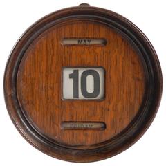 19th Century Oak Barrel End Wall Calendar, England