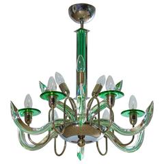 Italian Triedro Chandelier, Attributed to Camer Glass, circa 1960