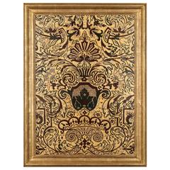 Late 19th Century Italian Painted Leather Panel