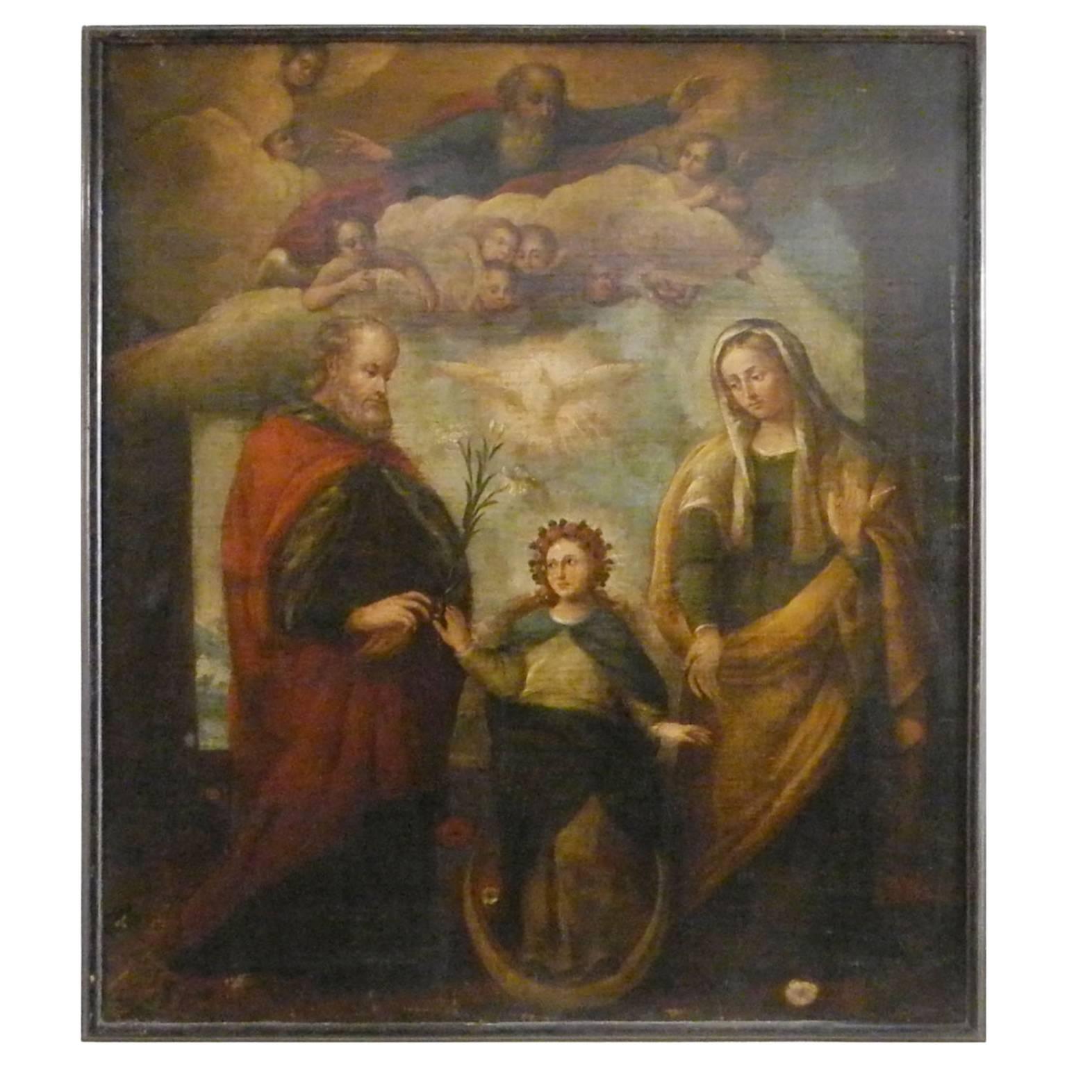 Antique 17th Century Religious Italian Painting For Sale