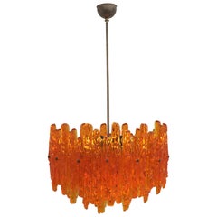Orange Acrylic Icicle Chandelier in the Manner of Kalmar