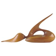 Sensuous Mid-Century Carved Wood Reclining Figure Sculpture, circa 1970s