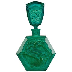 Curt Schlevogt Malachite Glass Ingrid Love Bird Perfume Bottle 