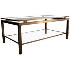 1970s Brass Coffee Table by Guy Lefevre for Maison Jansen