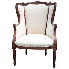 Vintage Carved Mahogany Wingback Armchair