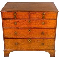 Antique Early Georgian Oak Five-Drawer Chest of Small Size