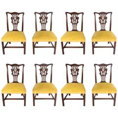 Antique Set of Eight English Mahogany Chippendale Style Dining Chairs