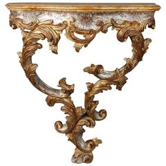 Antique Italian Gold and Silver Gilt Highly Carved Console