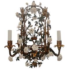 Antique Early 20th Century French Gilt Wrought Iron Chandelier