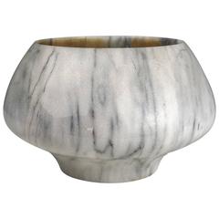 Large Masterfully Carved Bowl in Carrara Marble, Italy