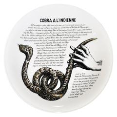 Piero Fornasetti Porcelain Fleming Joffe Recipe Plate, Cobra a L'Indienne