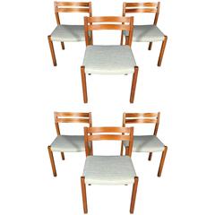 Set of Six Dining Chairs, Niels O. Møller, Oregon Pine, Denmark, 1970s Used Set of Six Dining Chairs, Niels O. Møller, Oregon Pine, Denmark, 1970s