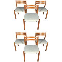 Set of Six Dining Chairs, Niels O. Møller, Oregon Pine, Denmark, 1970s