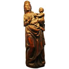 15th Century Flemish Madonna and Child "Carved in Round"