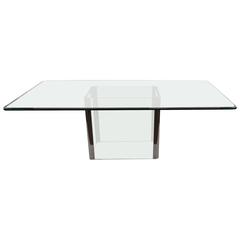 Large Pace Glass and Chrome Dining Table