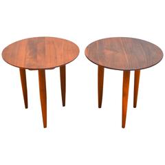 Pair of 1962 Solid Walnut Side Tabels by Prelude