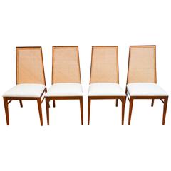 Set of Four Milo Baughman Cane-Backed Dining Chairs