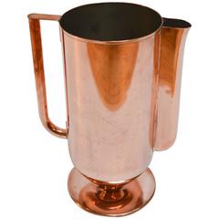 1930s Art Deco Copper Water Pitcher with Silvered Tin Lining 12