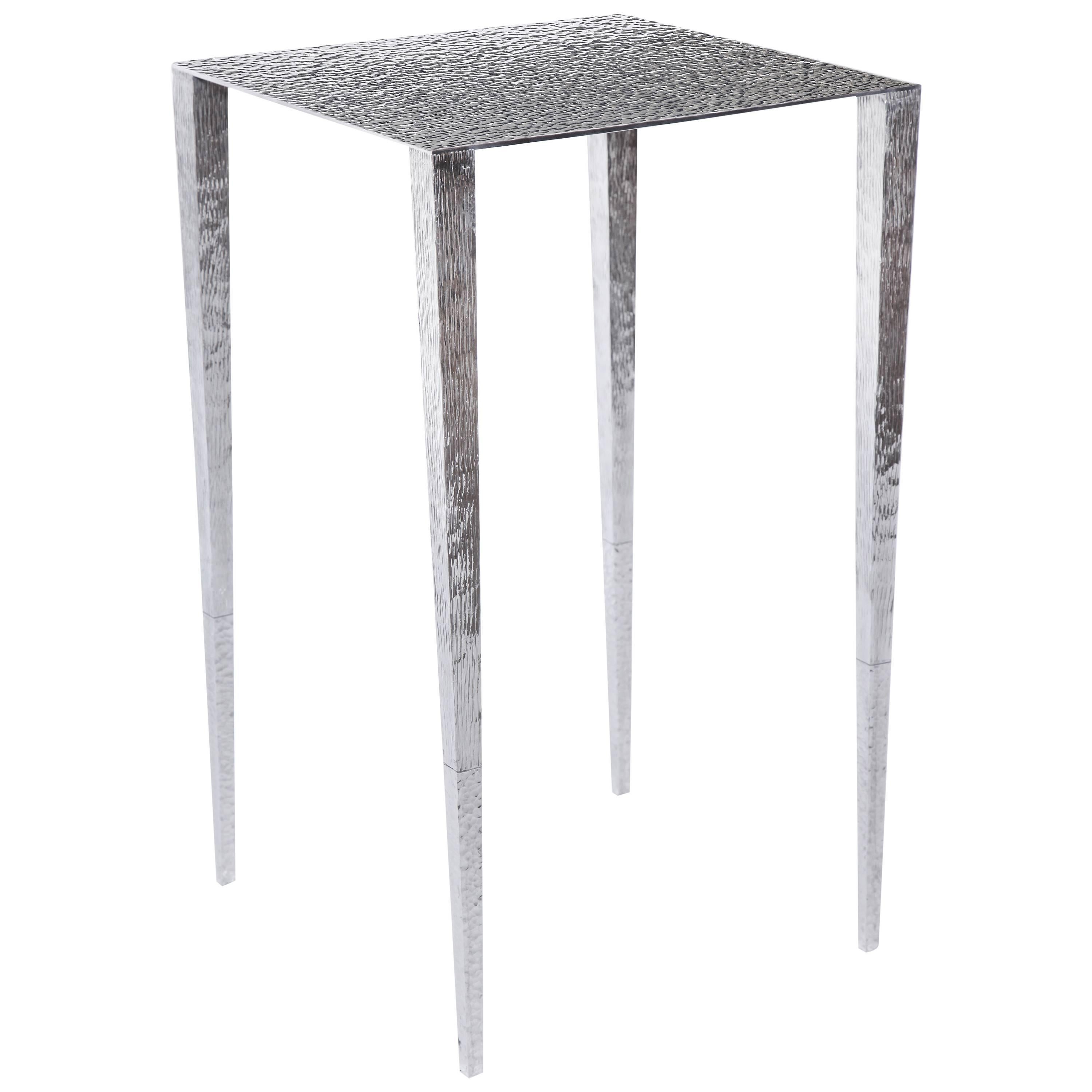 "Upaya" Contemporary Hand-Hammered Aluminum Side Table by Aurelien Gallet For Sale