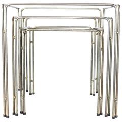 Mid-Century Nickel and Glass Nesting Tables 5