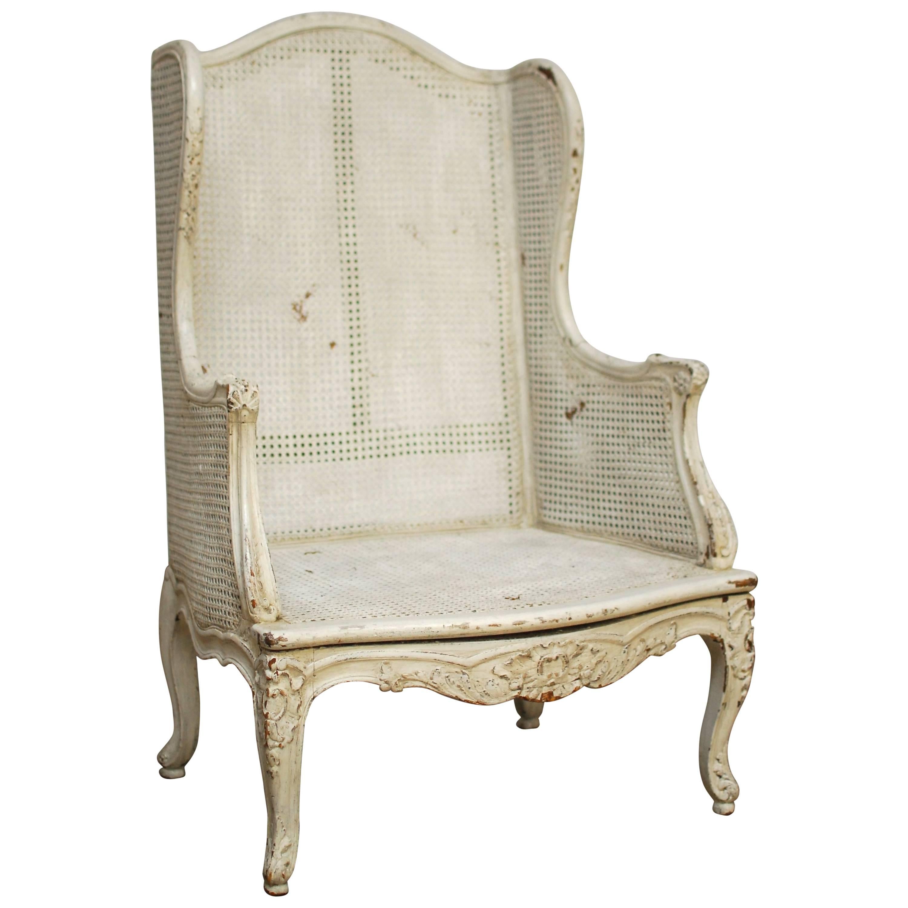 Louis XV Cane Wingback Bergere Chair