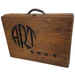Folk Art Sign Painters Box with "Art Dept." Hand-Painted on Front 5