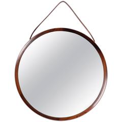 Mirror in Rosewood and Leather by Uno & Östen Kristiansson for Luxus