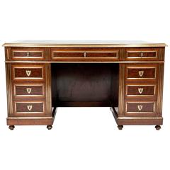 Fine Antique French Mahogany and Brass Desk