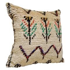 Custom Pillow Cut from a Vintage Moroccan Hand Loomed Wool Azilal Rug