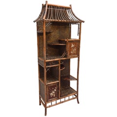 Fine 19th Century Chinoiserie Pagoda form Bamboo Display Cabinet