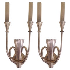 Extraordinary Pair of Brass Wall Sconces