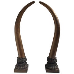 Vintage Pair of Bronze Faux Elephant Tusks