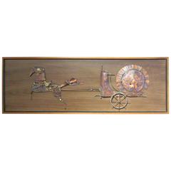Horse & Chariot Brutalist Wall Sculpture 1