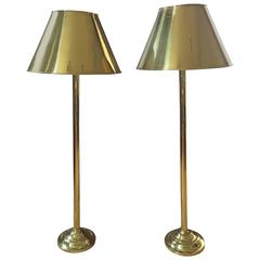 Mid Century French Brass Floor Lamps