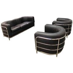 Zanotta 1980s Three-Piece Living Room Suite, Pair of Chairs and Sofa 