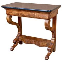 French Charles X Walnut Console with Marble Top