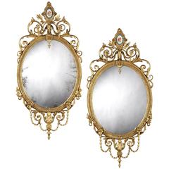 Pair of 19th Century English Giltwood Mirrors in the Neoclassical Style