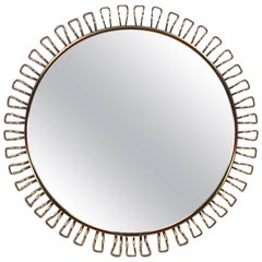 1950s Brass Loop Wall Mirror in the Manner of Josef Frank