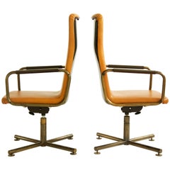 Retro Pair of C&B Italia Custom High Back Armchairs