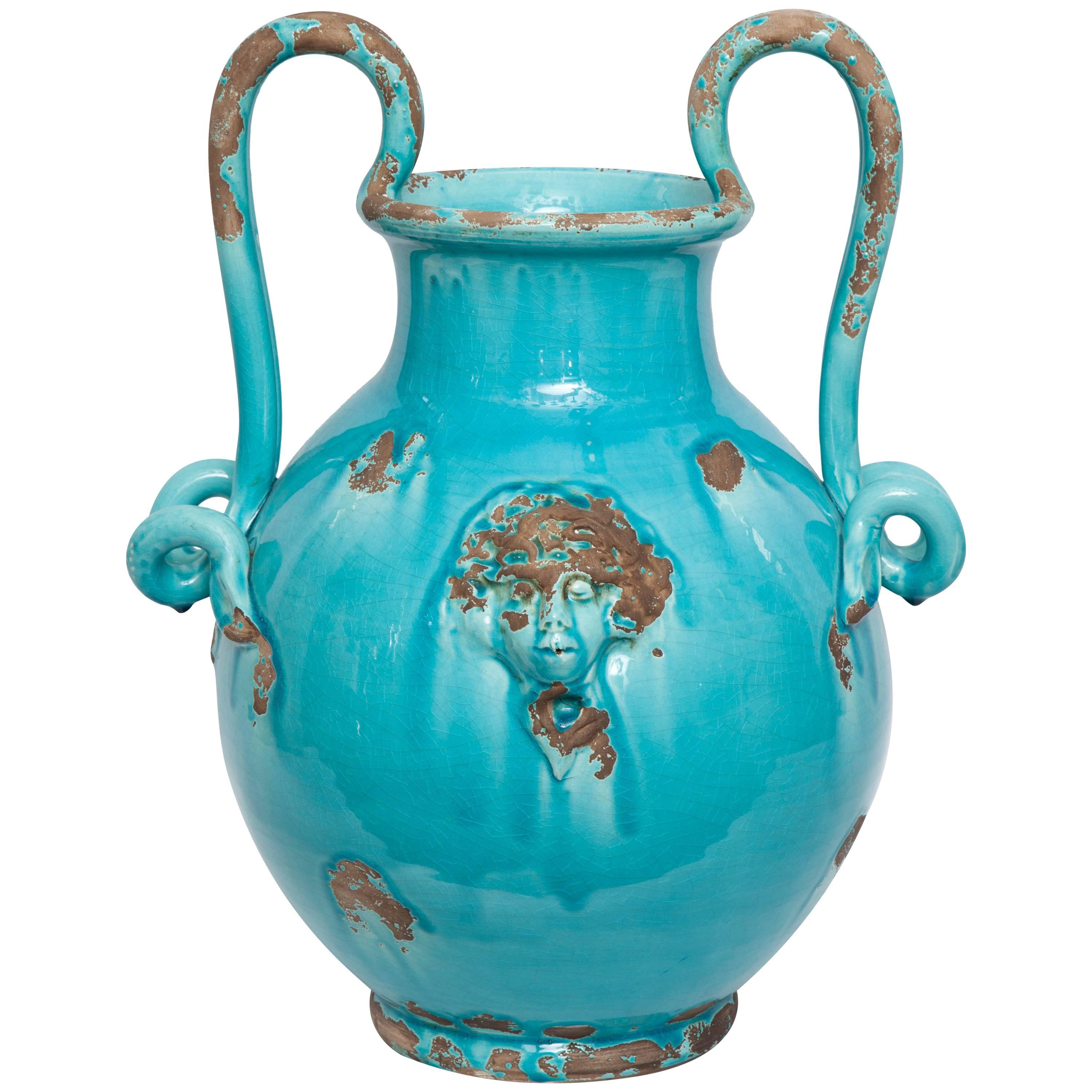 1940s Italian Art Moderne Ceramic Vase Signed Art Italica, Italy